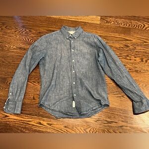 Rag & Bone Men’s Fit 2 Chambray Oxford Button Down Shirt Blue Gray Grey Medium M